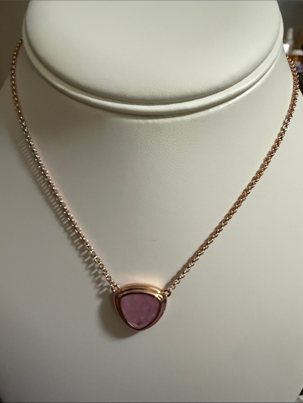 BP Delicate Rose Gold plated Necklace with Pink Stone Pendant